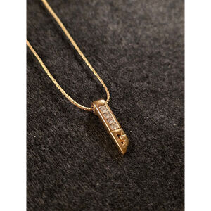 VTG GIVENCHY Crystal Bar G Logo Pendant Necklace Archival 80s